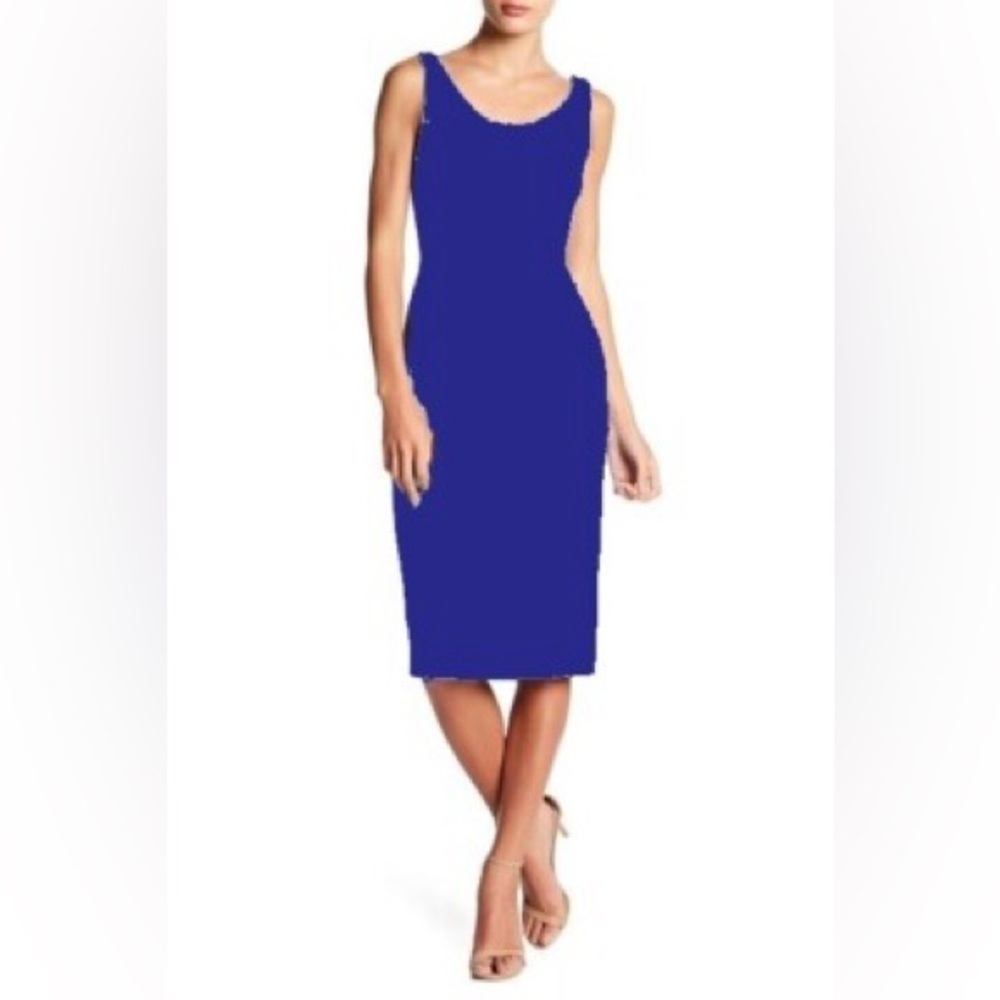 Betsey Johnson Scoop Neck Sleeveless Crepe Dress 4 Small Royal Blue knee length